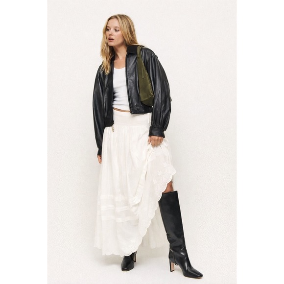 NWT Reformation Aura Skirt Ivory White Eyelet Embroidery Maxi Skirt Medium - Picture 9 of 9